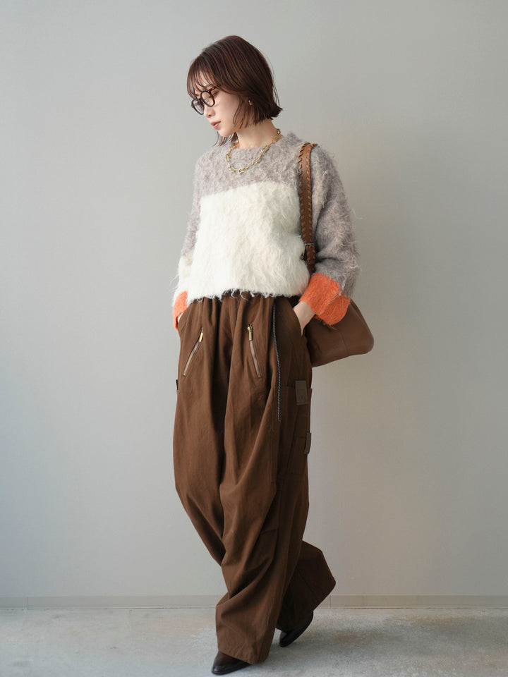 [予約]コットンタックループパンツ/brown