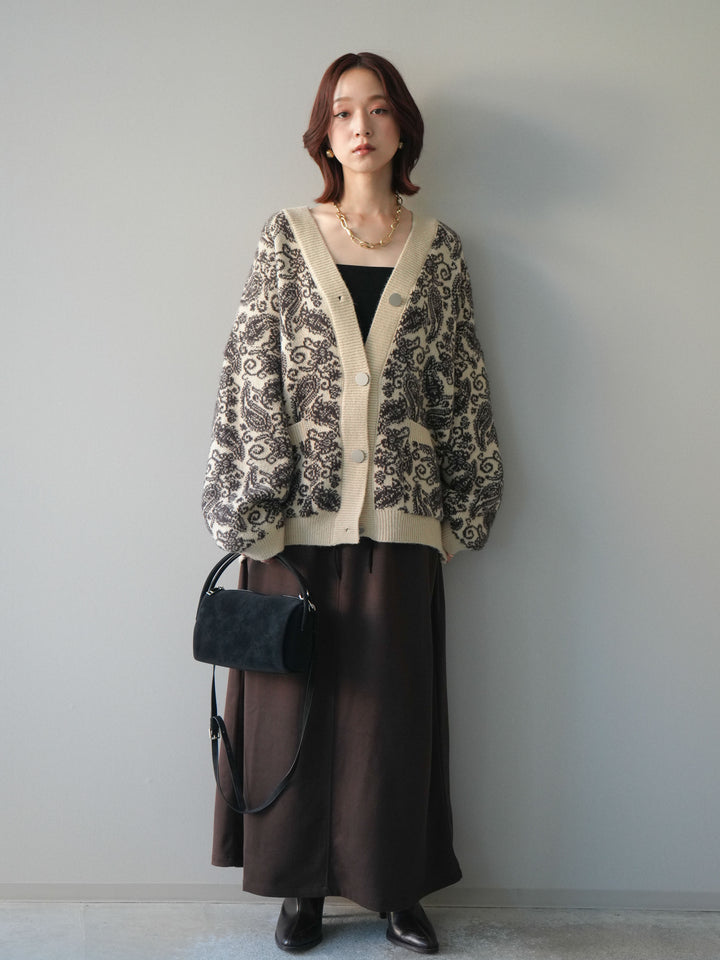 [予約]配色パイピングIラインスカート/brown