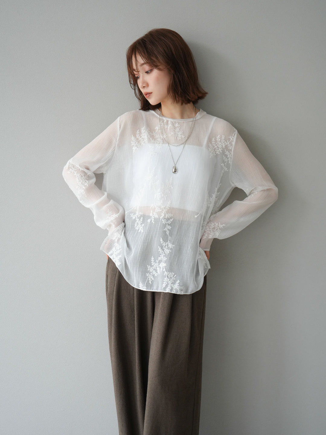 [予約]刺繍シアープルオーバー/オフ