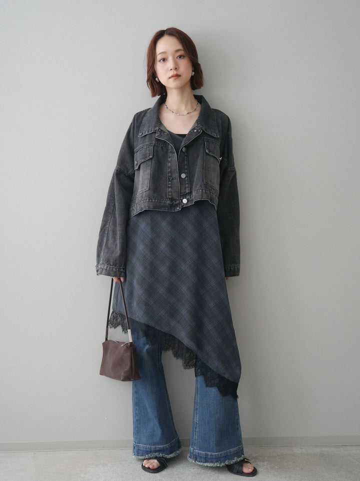 [予約]フリンジデザインセミフレアデニム/blue