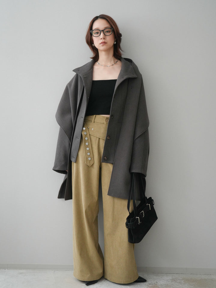 [予約]コーデュロイ巻きベルト付きパンツ/beige