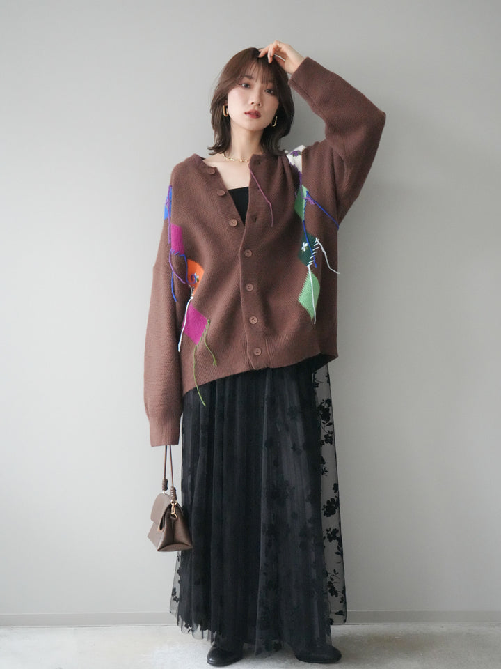 [予約]ハンドステッチアーガイルデザインニットカーディガン/brown