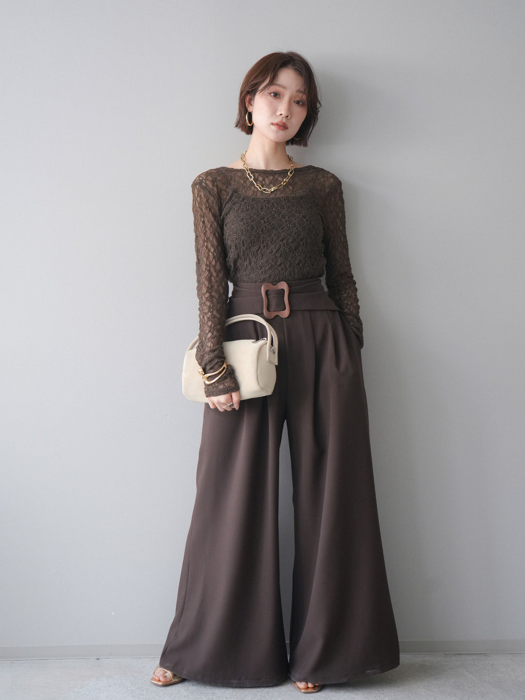 [予約]バックラウンドジャガードレーストップス/brown