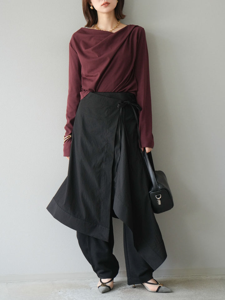 [予約]アシンメトリーレイヤードスカート/ブラック