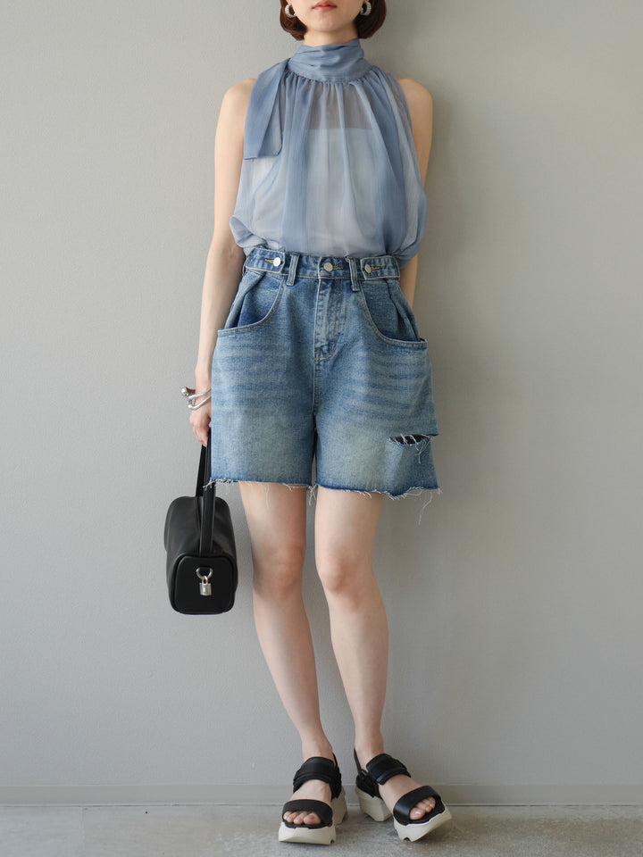 【預購】寬鬆半身牛仔褲/藍色