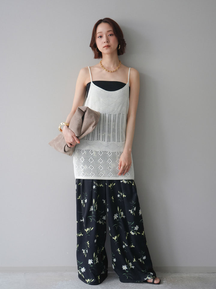 [予約]ランダム透かし編みニットキャミソール/ivory