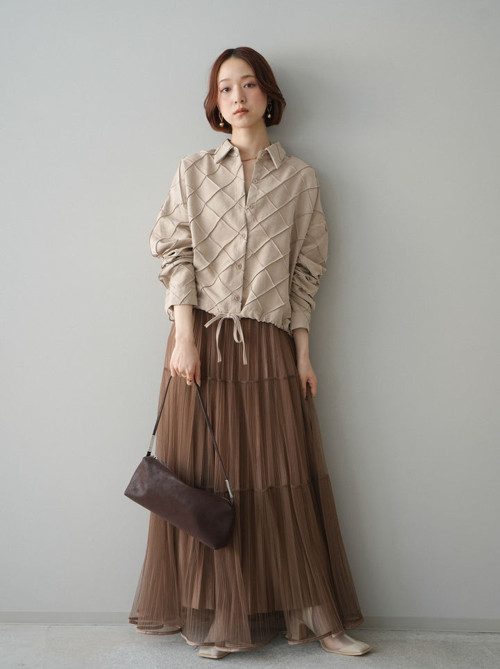 [SET]ラメプリーツレイヤードチュールロングスカート+ラメプリーツレイヤードチュールロングスカート(2set)