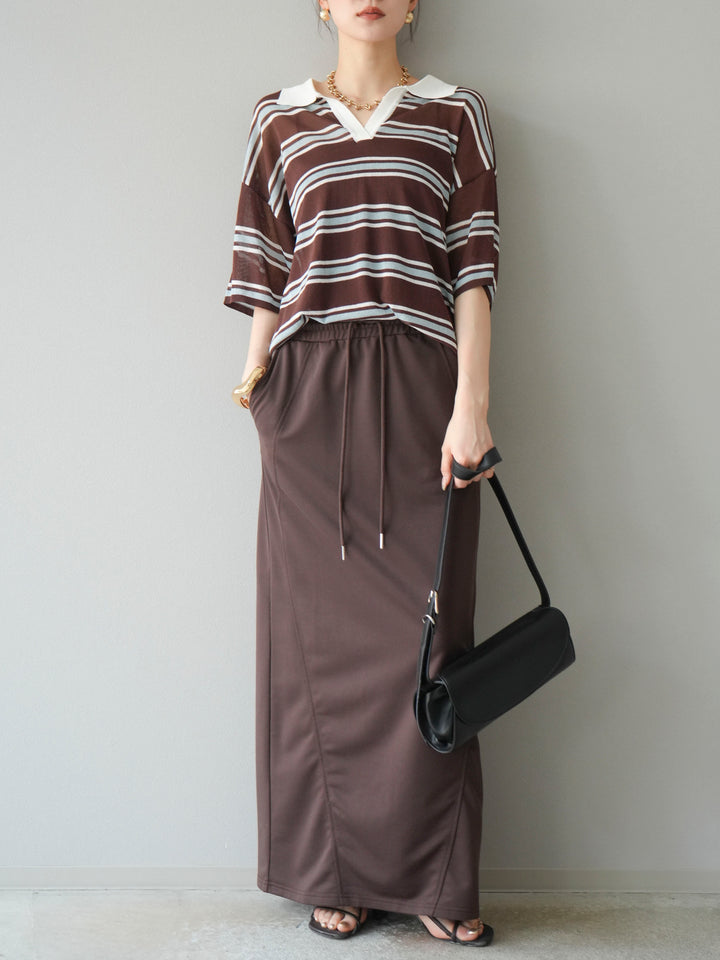 [予約]スウェットロングスカート/ブラウン