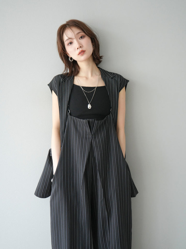 [予約]ヘリンボーンストライプジレ/ブラック