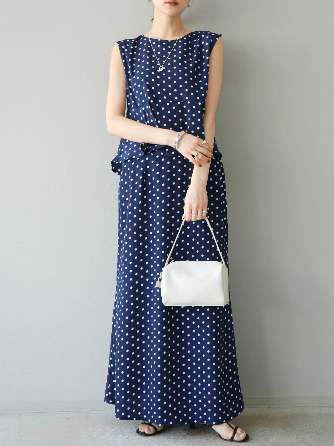 [予約]ドットAラインスカート/ネイビー
