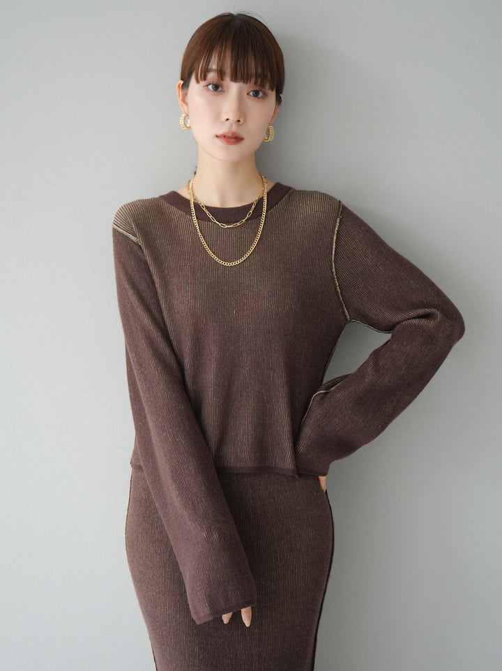 [套裝] 雙面配色羅紋針織套頭衫 + 可選飾品套裝（2 套）