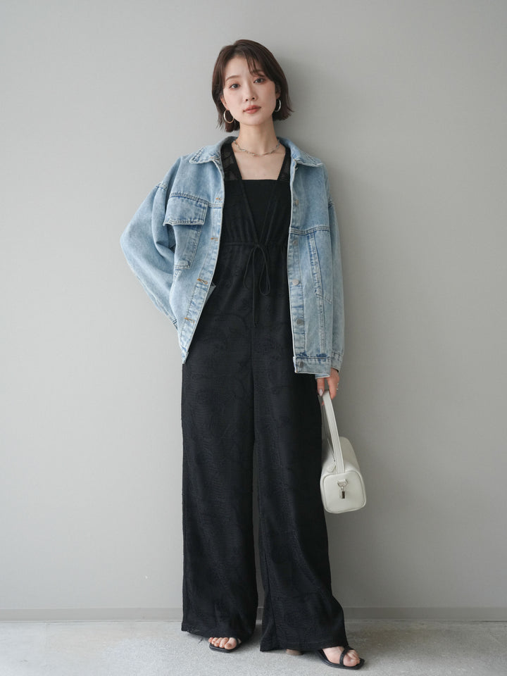 [SET]レース刺繍サロペット+選べるアクセセット(2set)