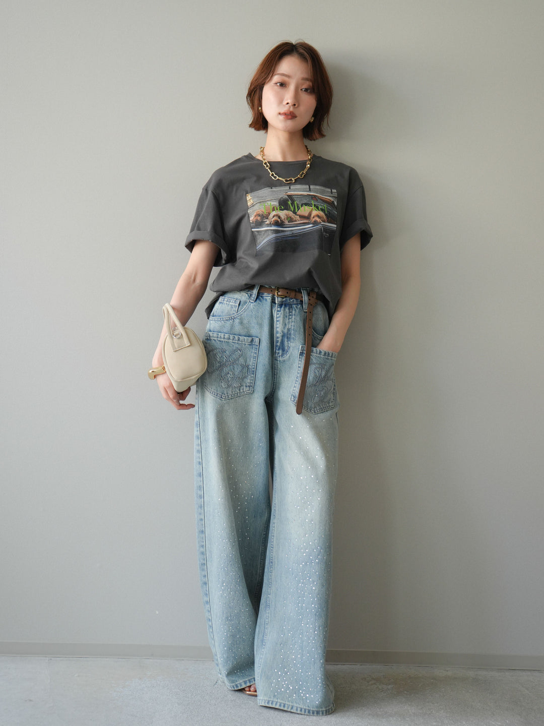 [予約]ドッグフォトTEE/charcoal