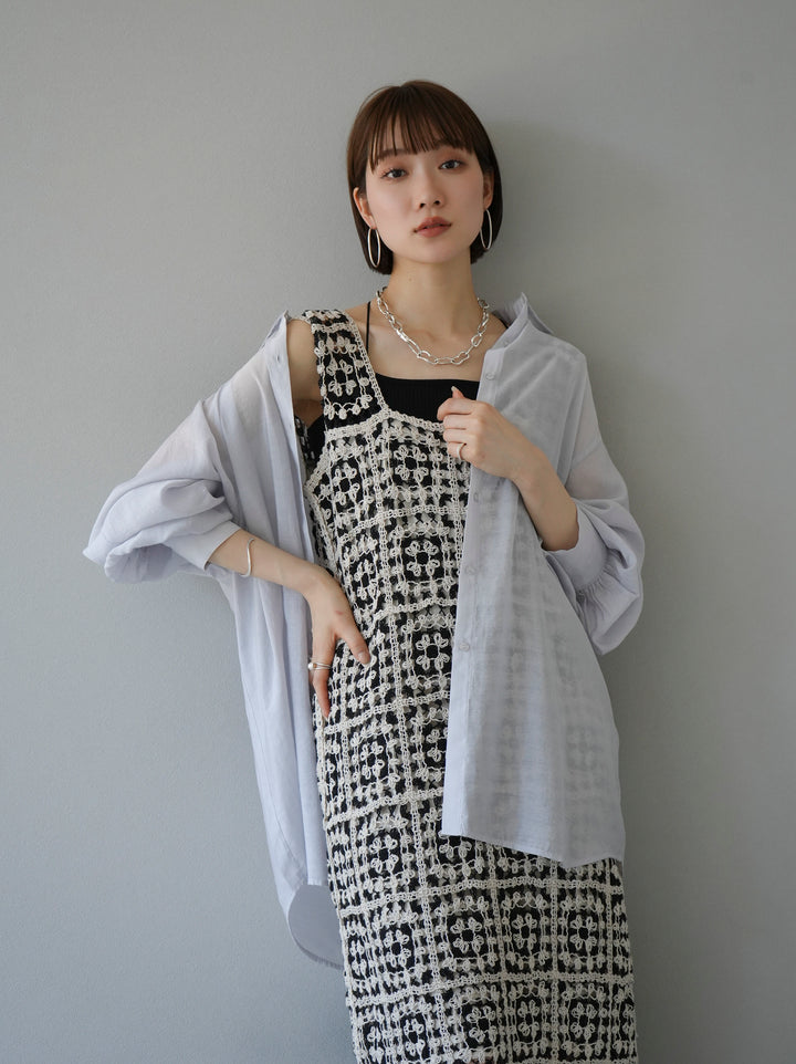 【預訂】捲袖透明套衫/淺灰色