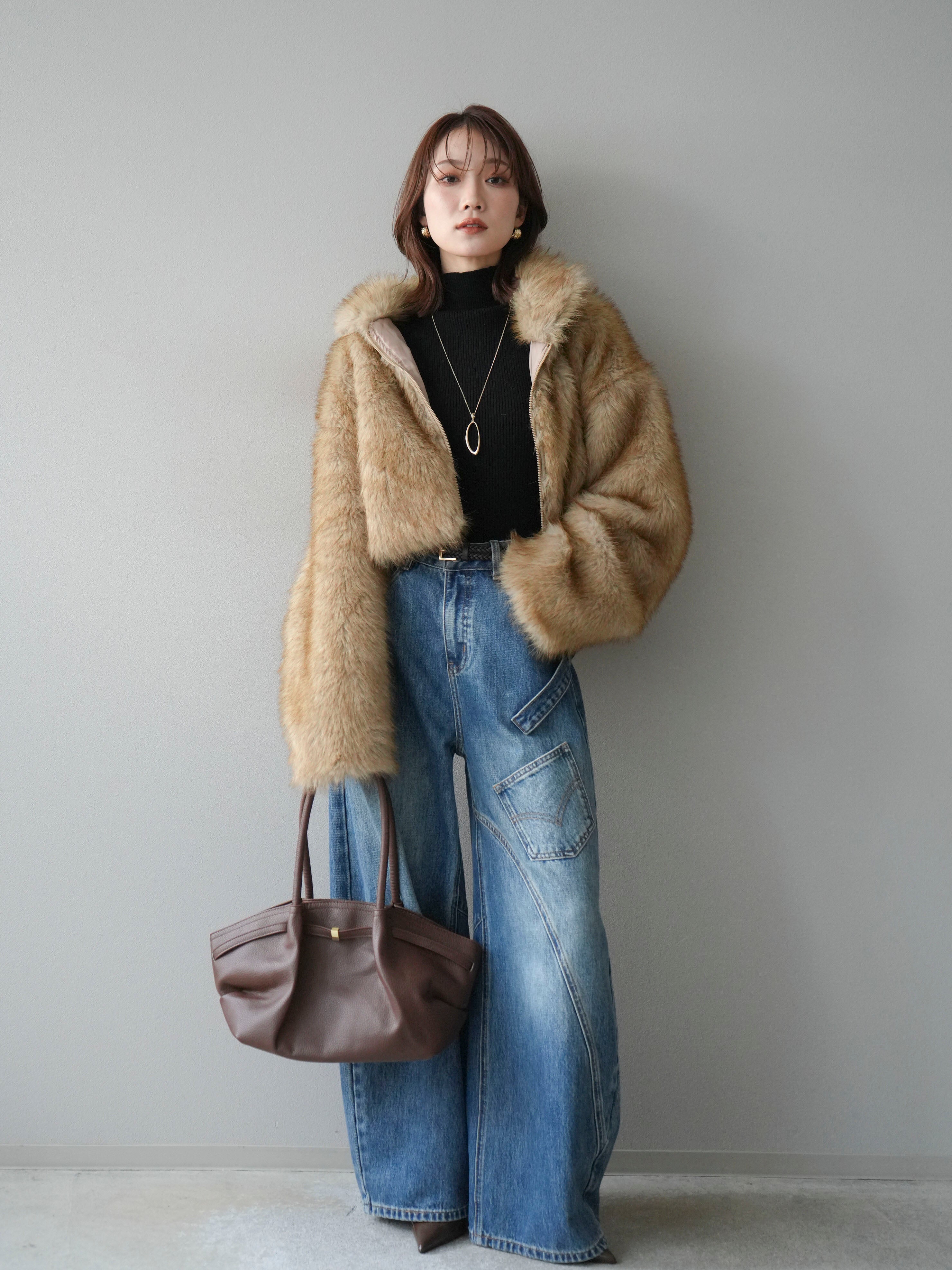 予約]フェイクファーショートZIPジャケット/mix – Lumier