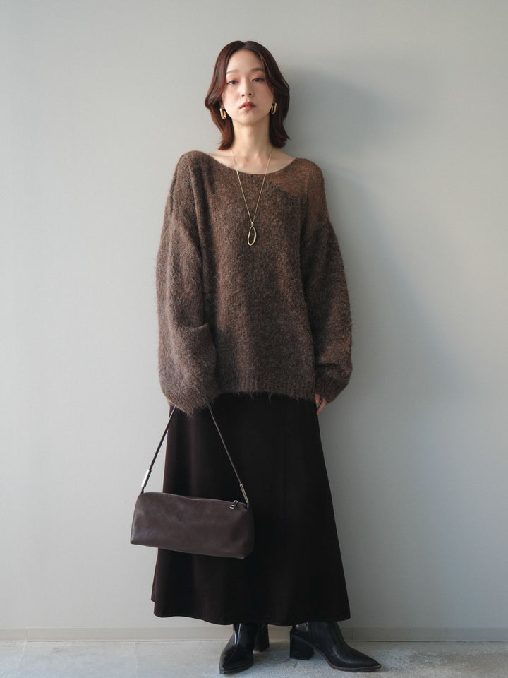 [予約]ベルベットナロースカート/brown