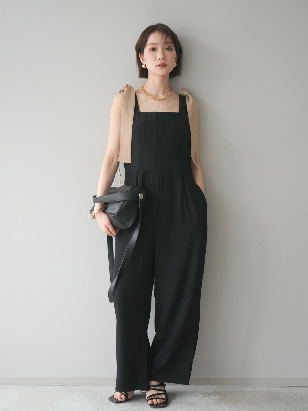 [SET]ショルダーリボンサロペット+選べるアクセセット(2set)