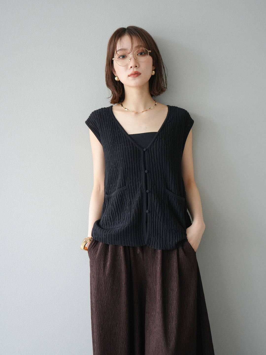 [預購] 波夏針織背心/黑色