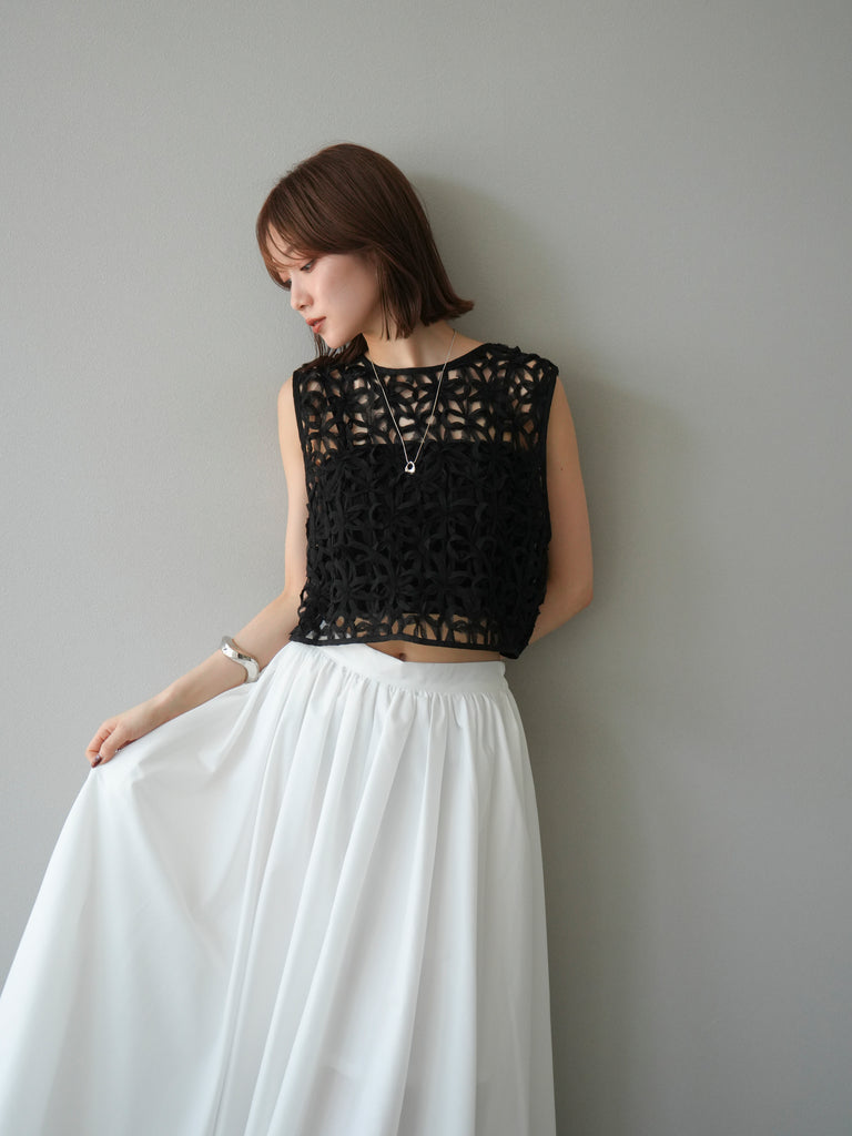 予約]2WAYフラワーレーストップス/ブラック – Lumier