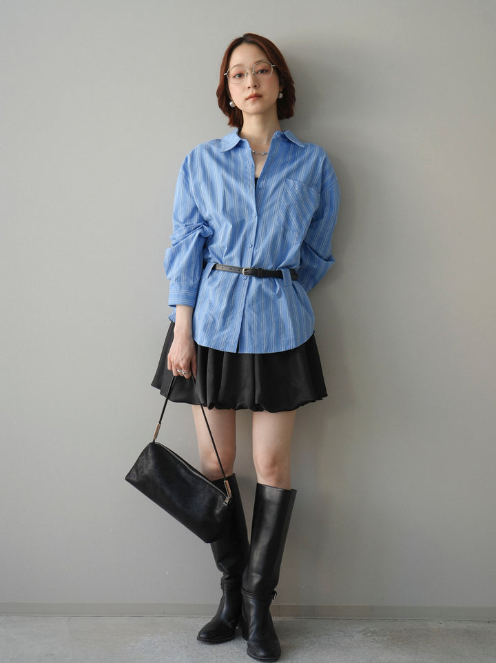 [予約]サテンバルーンミニスカート/black