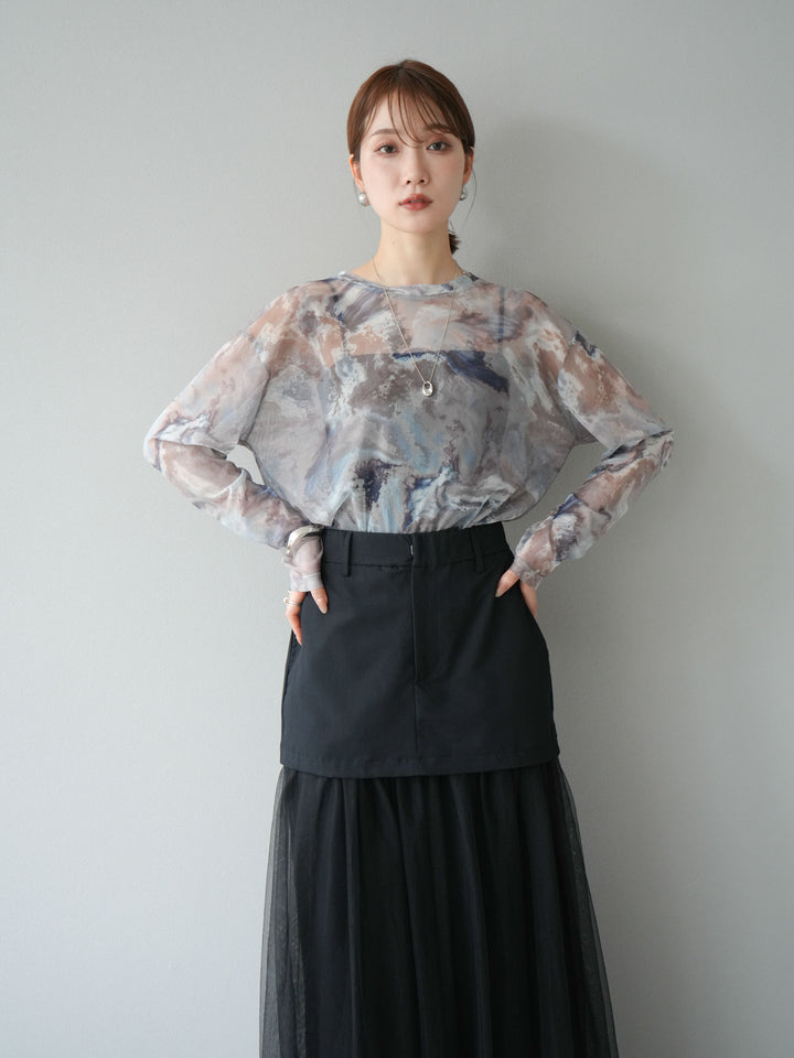 [予約]ニュアンス柄シアートップス/ブルー