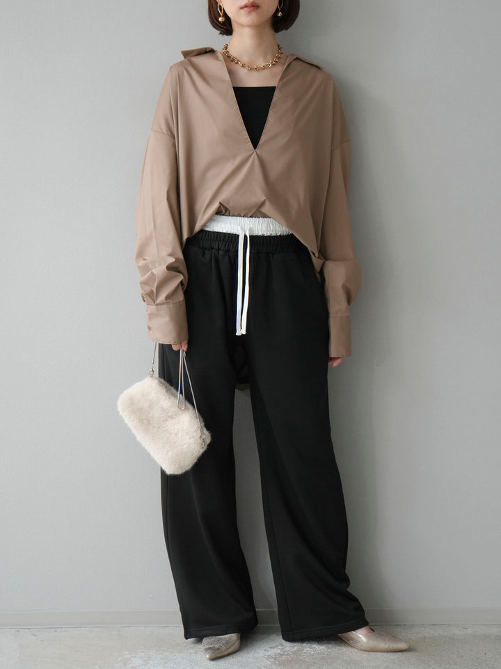 [予約]ダブルウエストスウェットパンツ/ブラック