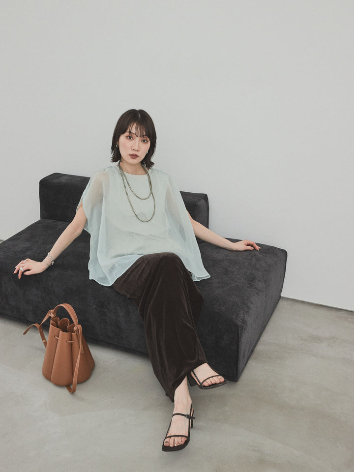 [予約]コンパクトスムースシアーレイヤードトップス/ミント