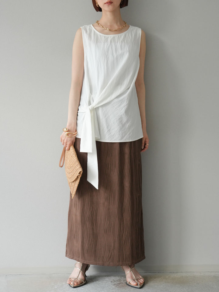 [SET] 前裹式無袖上衣+波浪滾邊緊身裙（2套）
