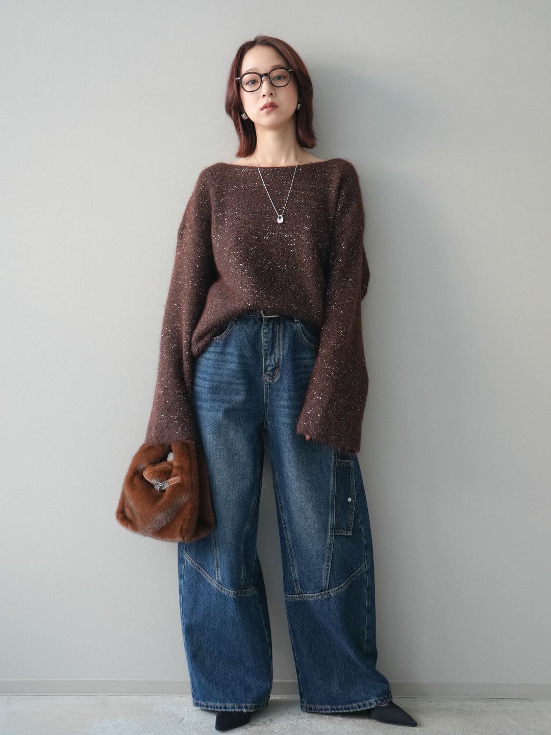 [予約]カーゴデザインコクーンデニムパンツ/navy