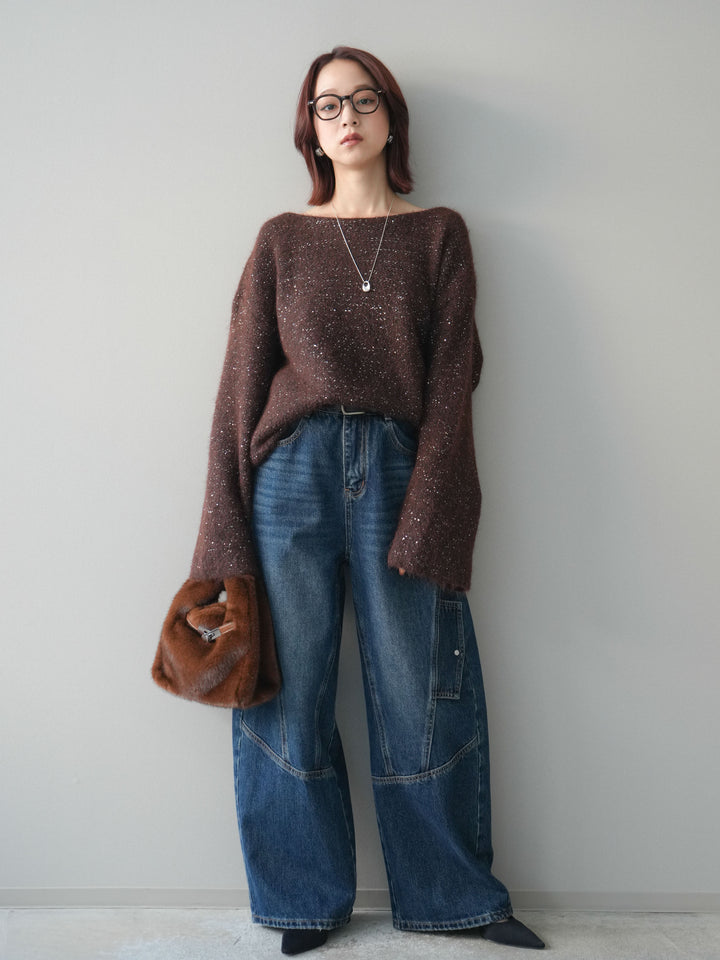 [予約]カーゴデザインコクーンデニムパンツ/navy