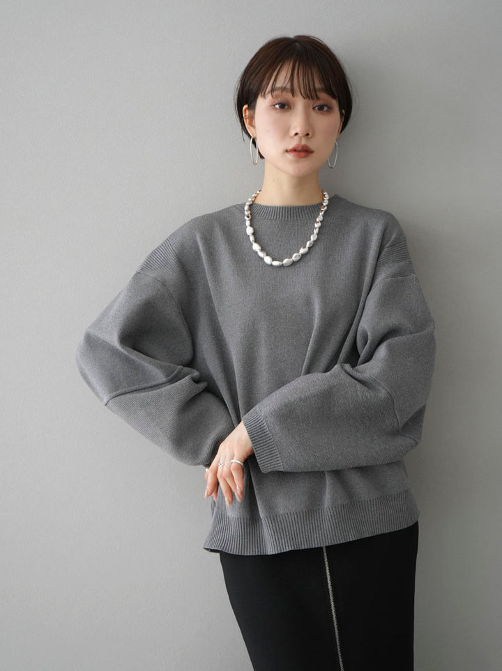 [Pre-order] Back-zip Milano rib knit pullover/heather gray