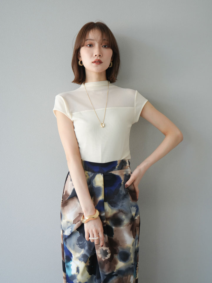 [預訂] 透視彈性上衣/象牙白