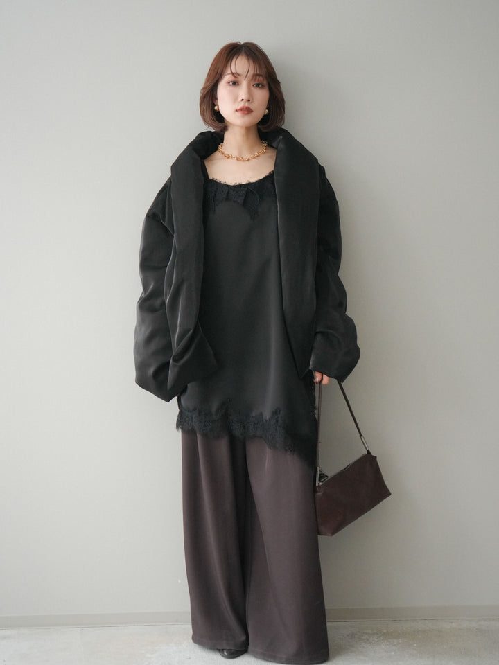 [20%オフ]シャイニーアシンメトリーダウンジャケット/black