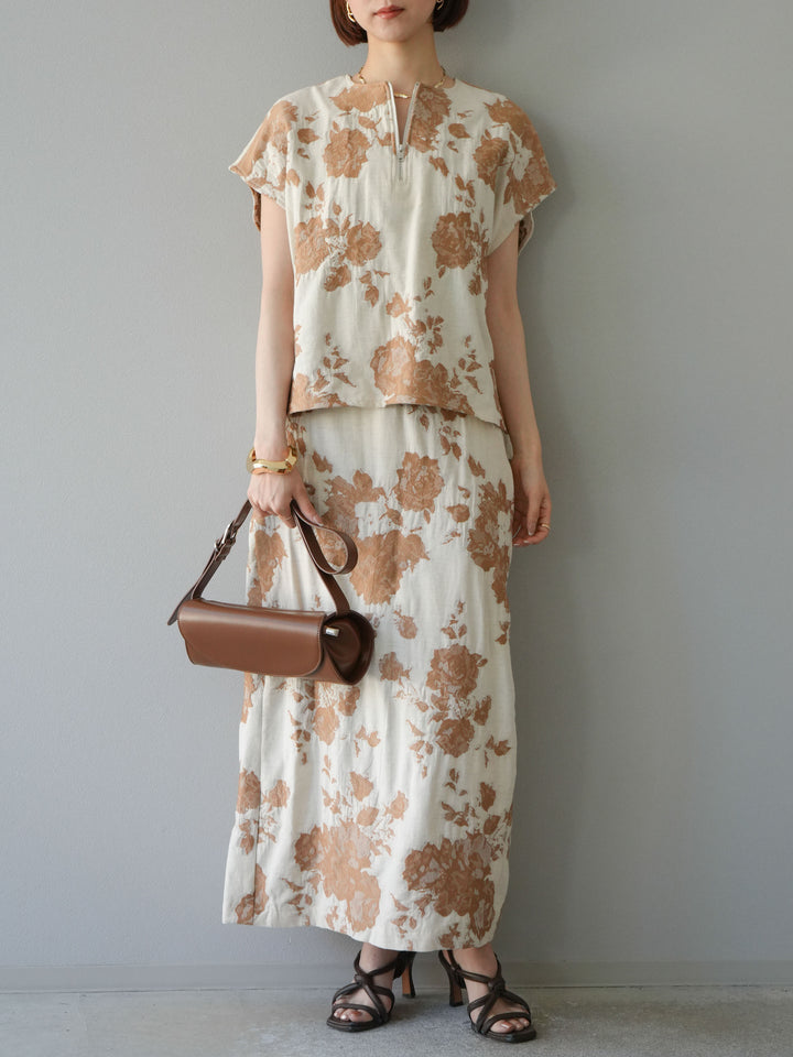 [予約]ジャガードIラインスカート/ベージュ