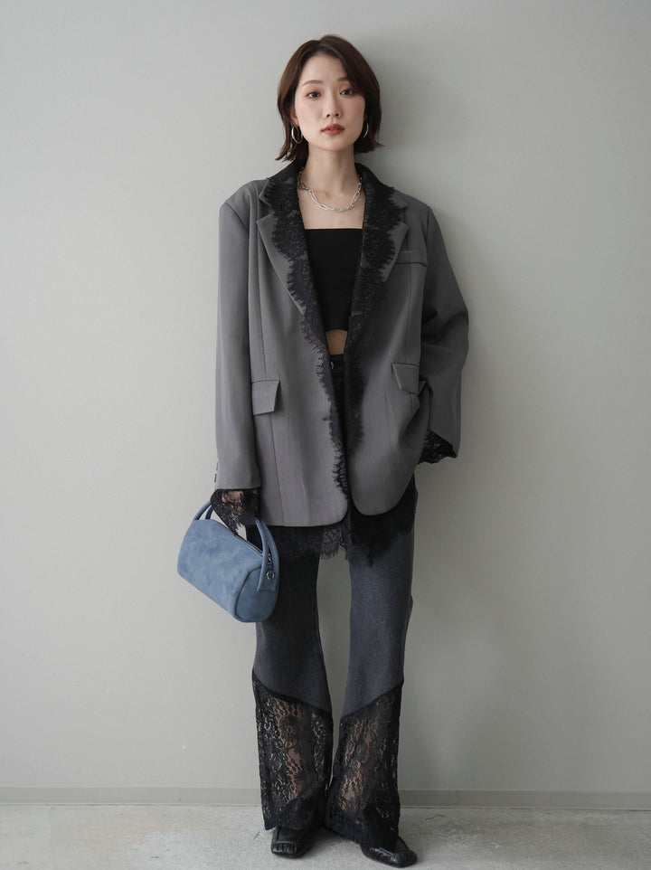 [予約]レースドッキングオーバージャケット/gray