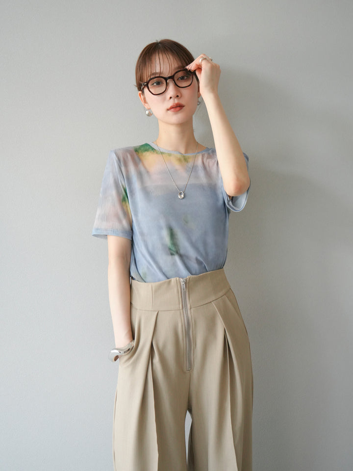 [予約]タイダイ柄シアーハーフトップス/サックス