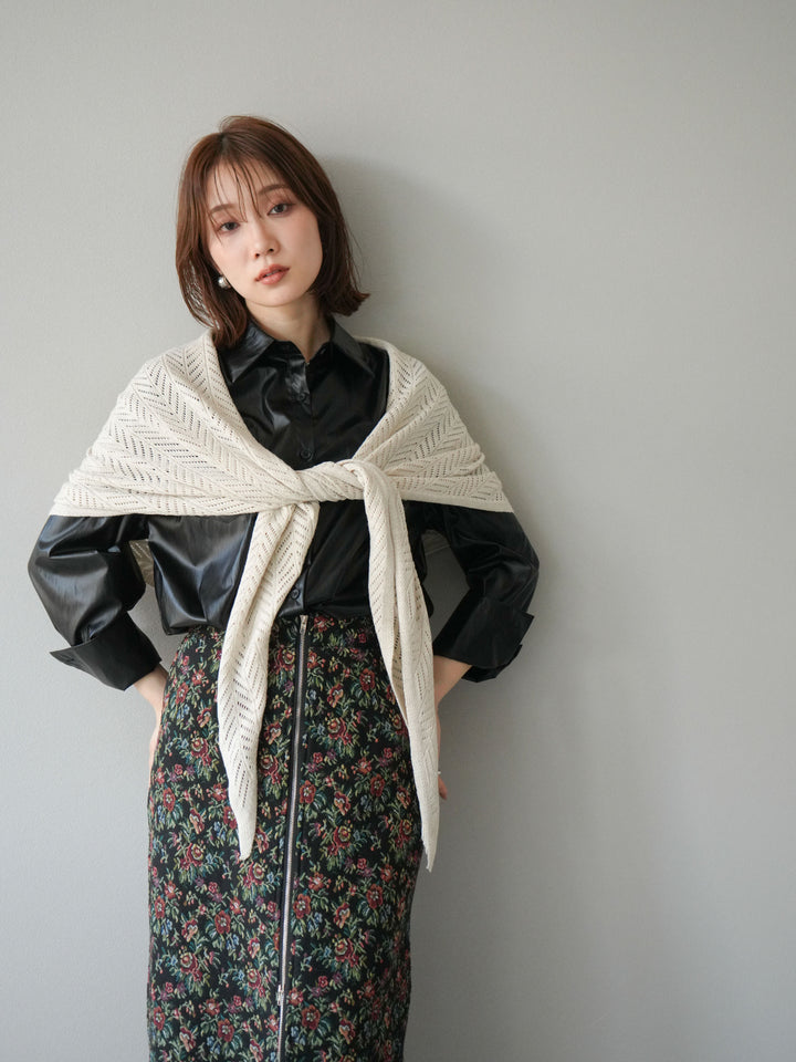 [予約]フェイクレザーシャツ/ブラック