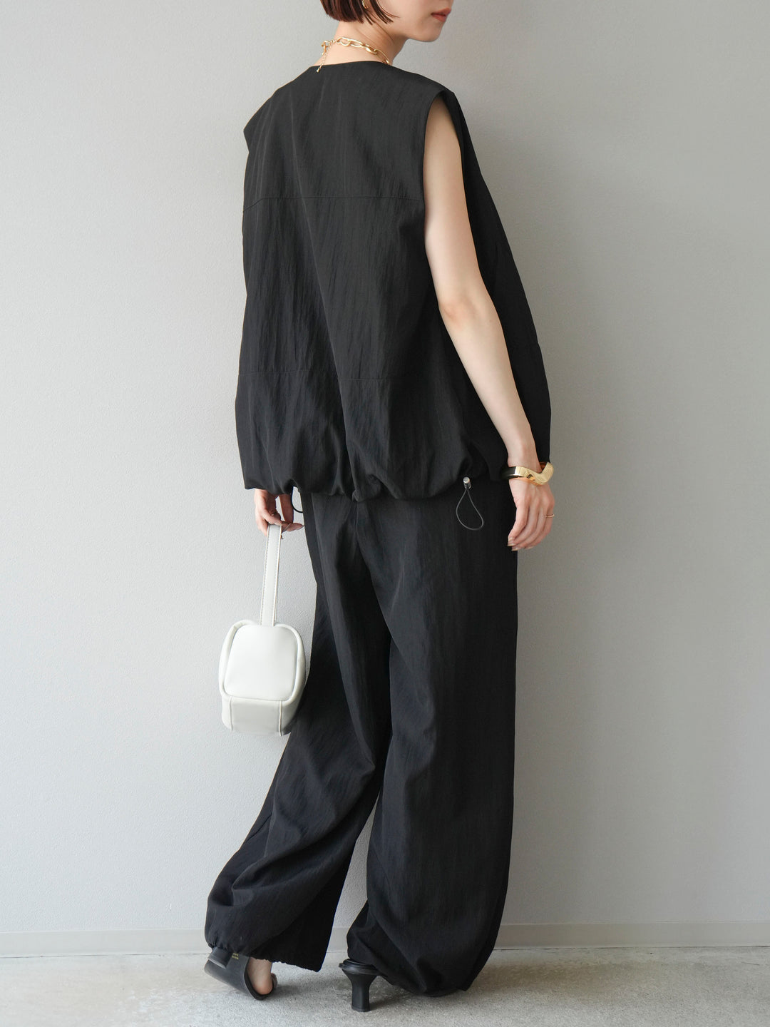 [SET]リネンライクビスチェデザインサロペット+リネンライクドロストバルーンブルゾン(2set)