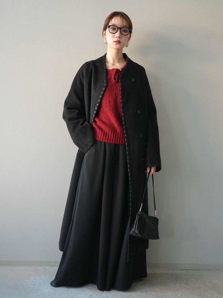 [SET]ハンドステッチ裏中綿ロングコート+選べるアクセセット(2set)