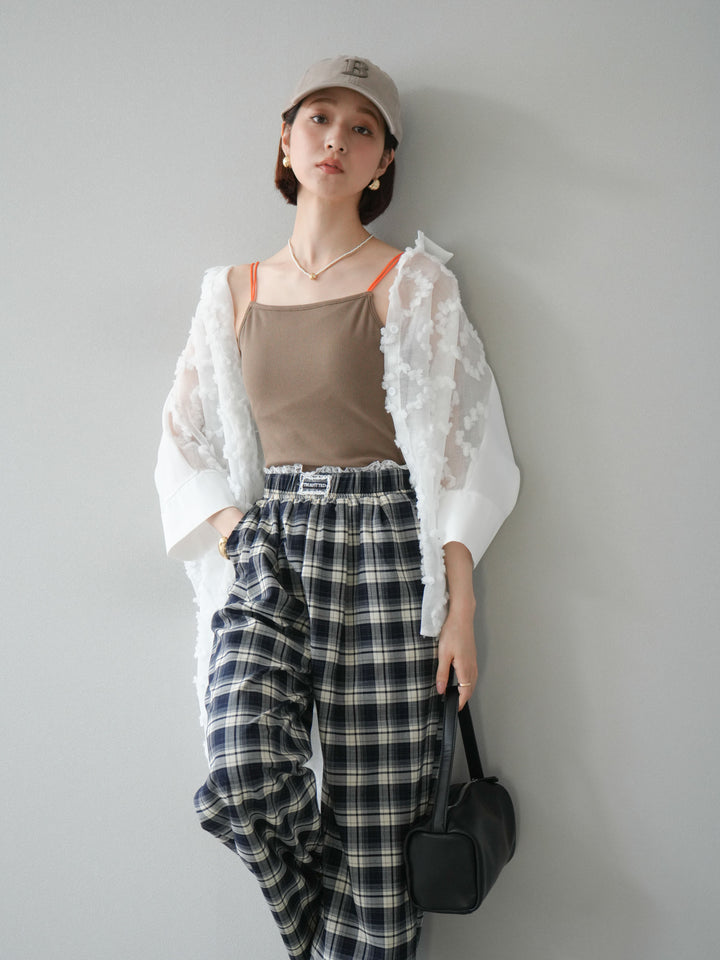 [預訂] 混合材質透視半身襯衫/白色