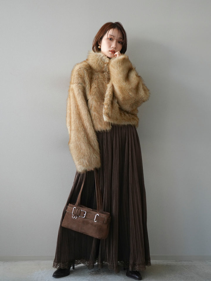 [予約]フェイクファーショートZIPジャケット/mix