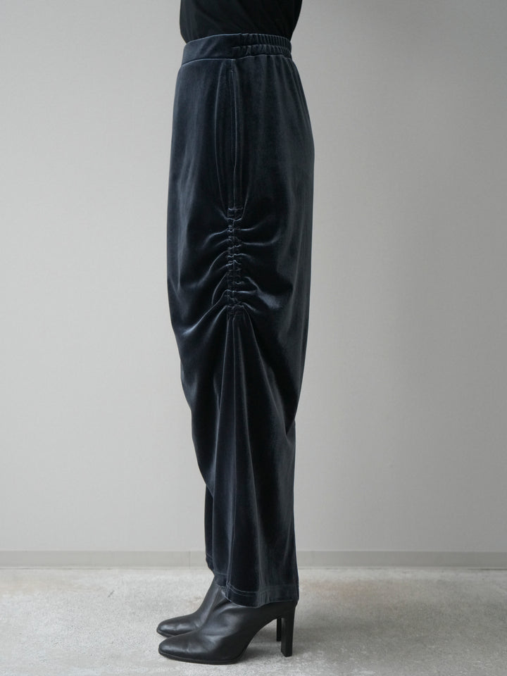 [予約]ギャザーベロアスカート/navy