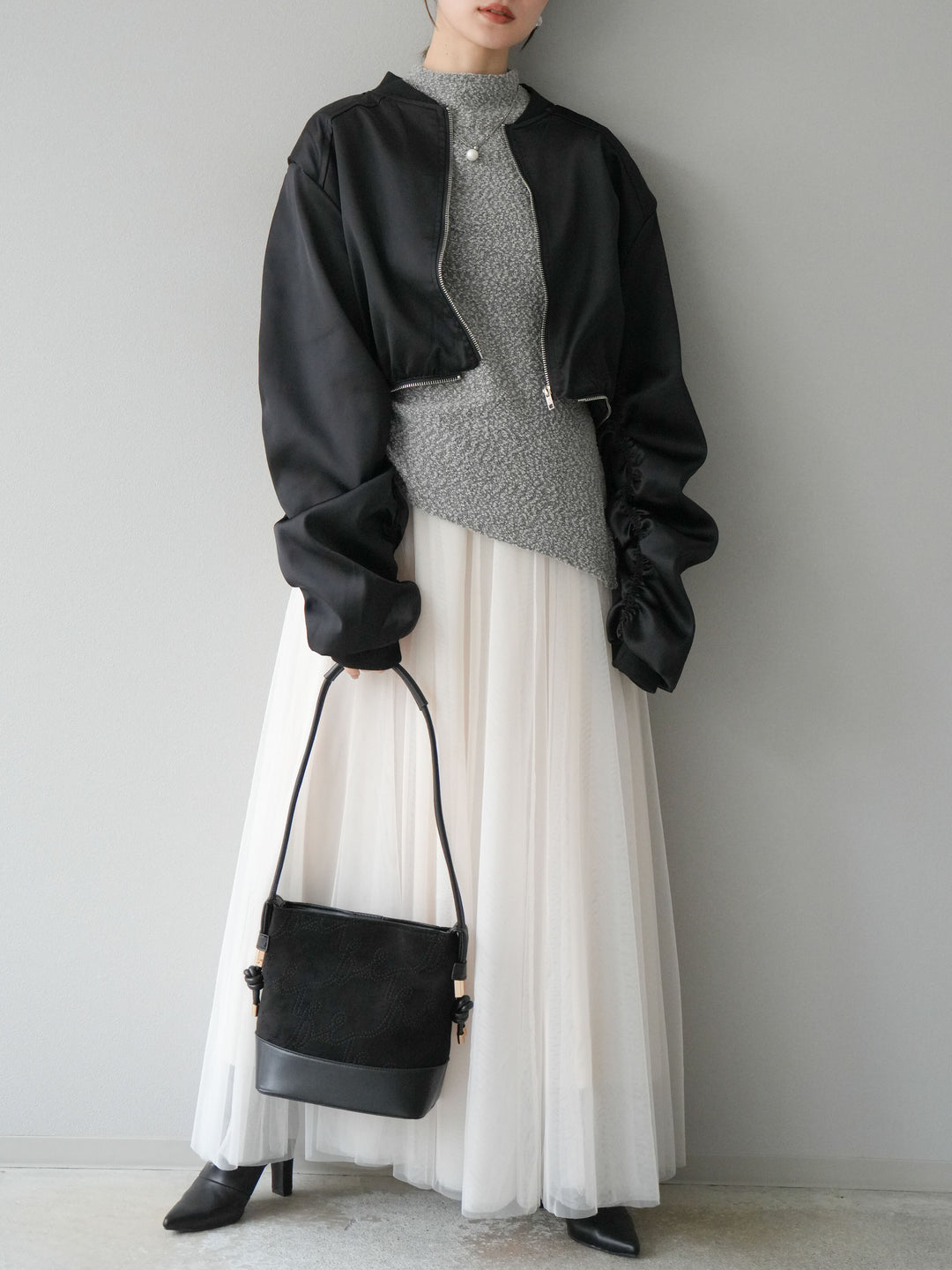 [予約]チュールボリュームスカート/アイボリー