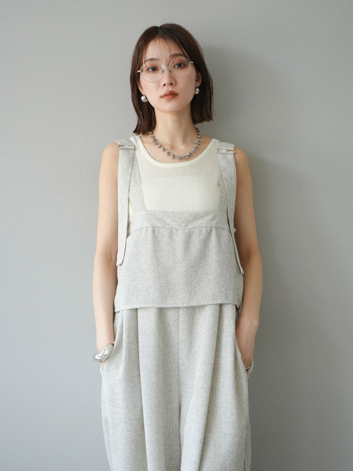 [予約]サマーツイードケープサロペット/アイボリー