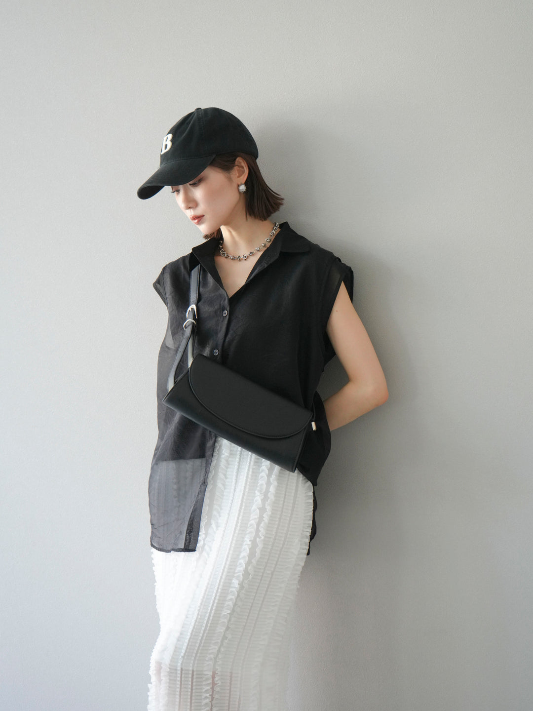 [SET] 硬紗層疊透視襯衫 + 硬紗層疊透視襯衫 (2set)