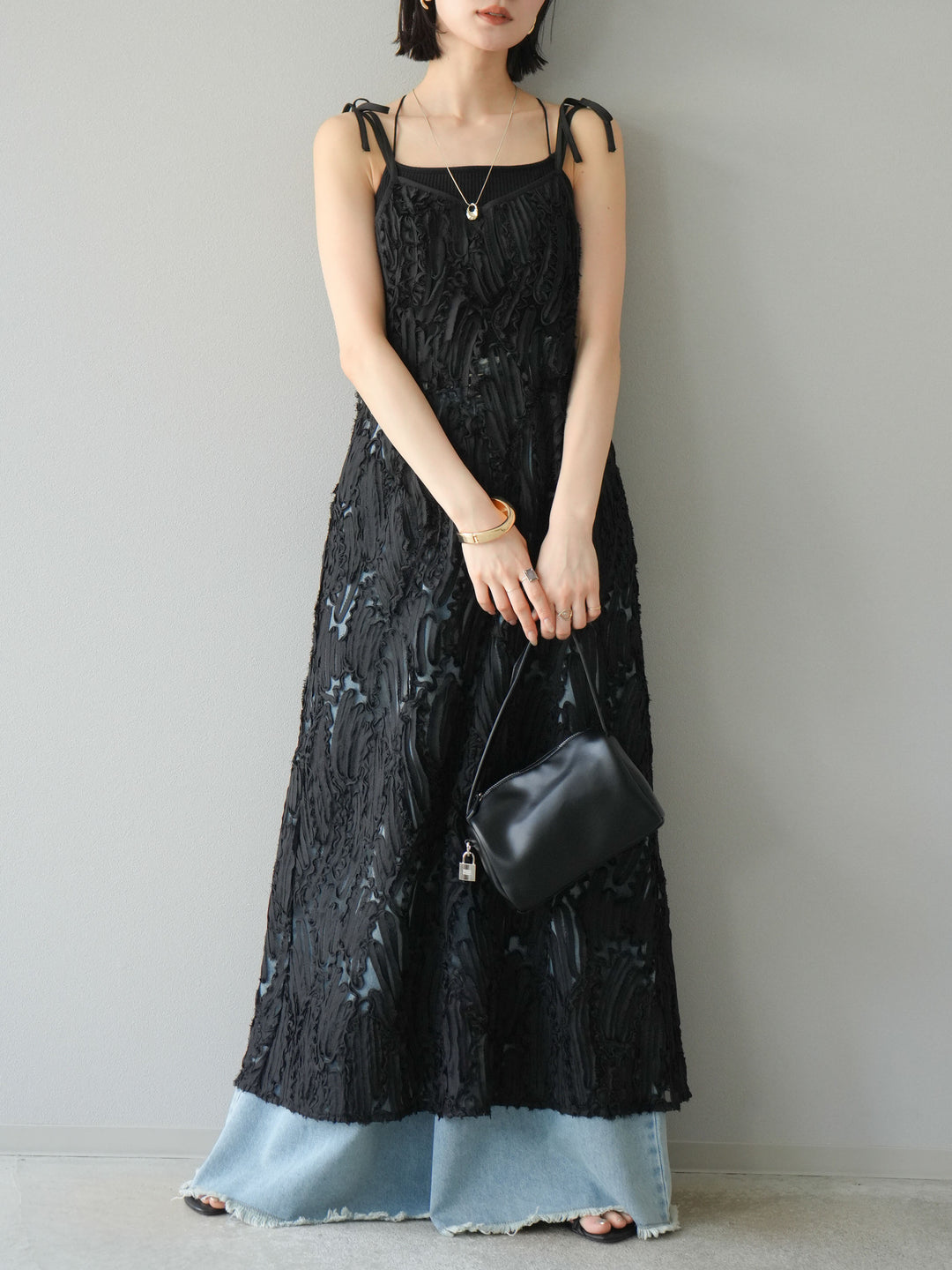 【預購】流蘇高腰寬牛仔褲/淺藍