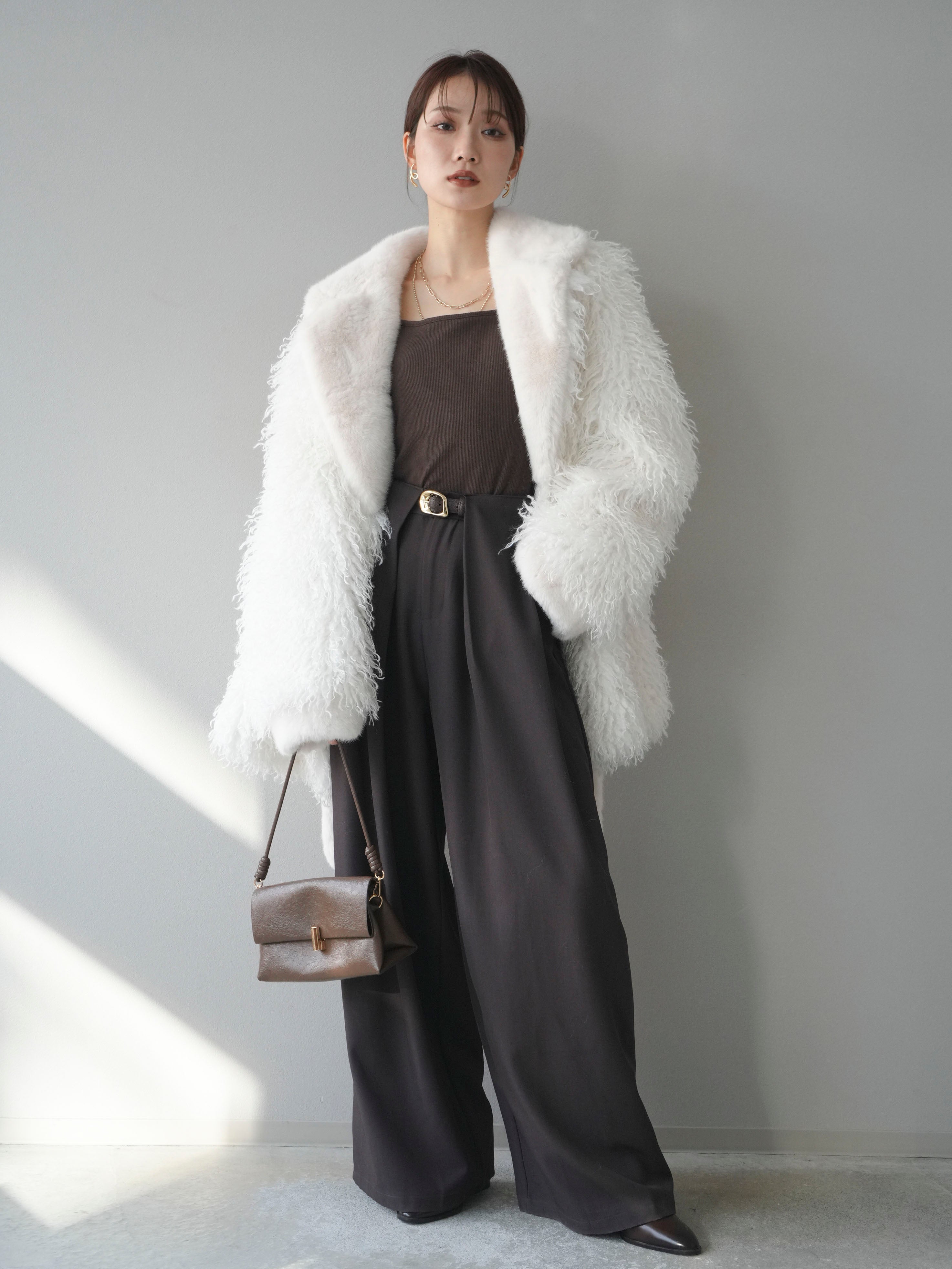 予約]異素材ファー×ムートンコート/ivory – Lumier