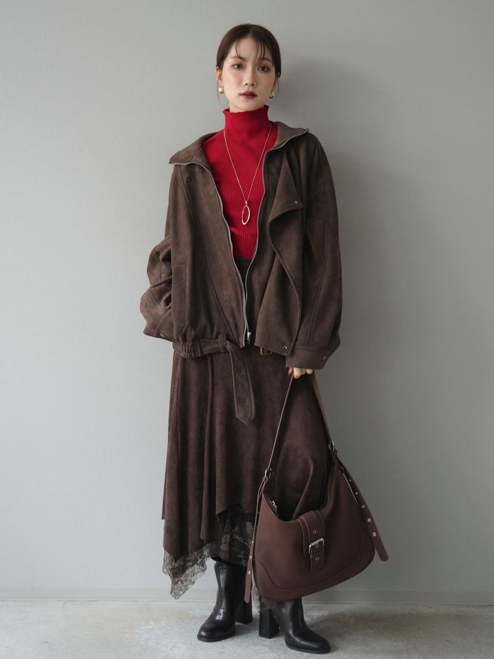 [予約]スエードライダースミドルジャケット/brown