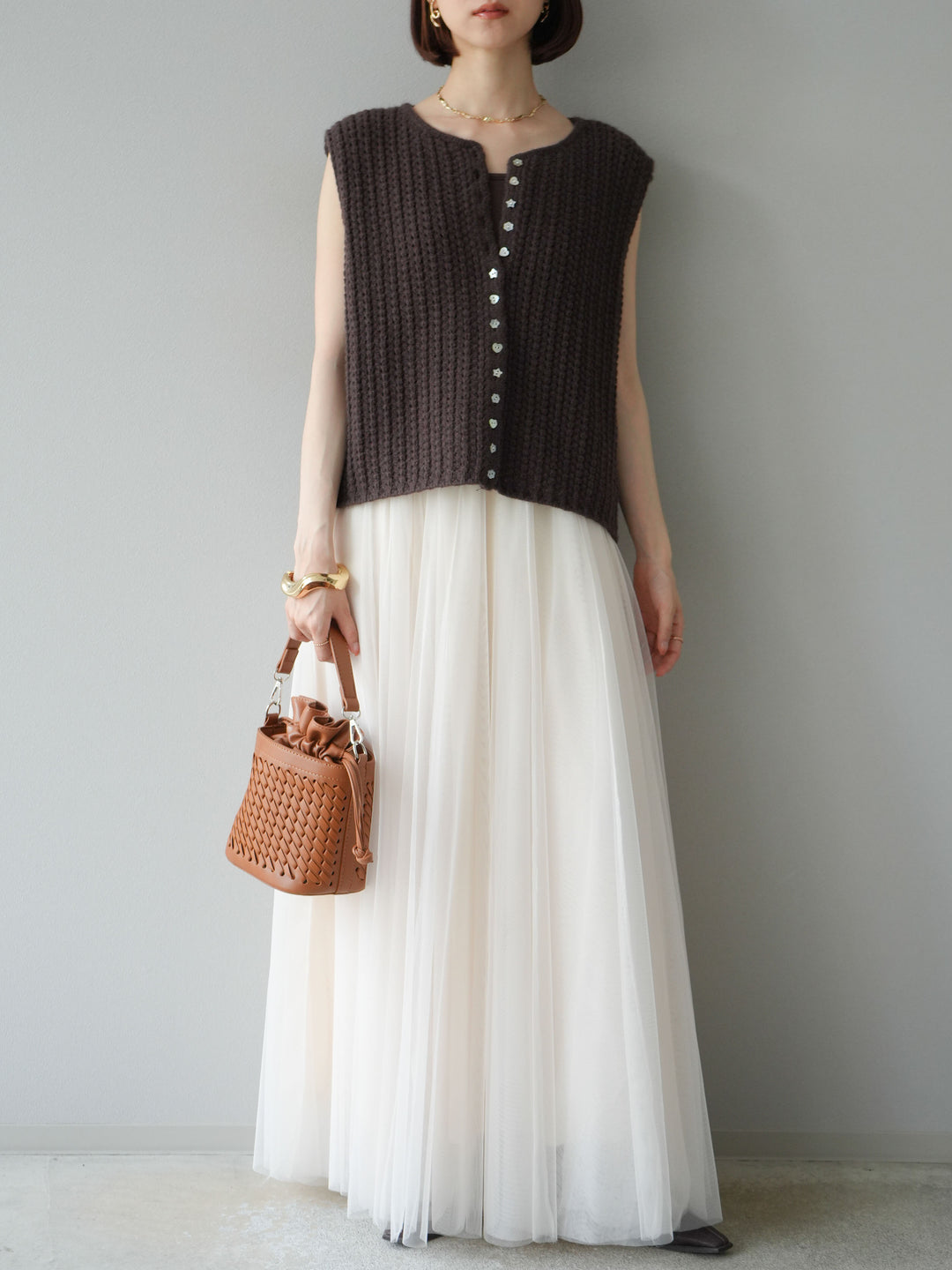 [予約]チュールボリュームスカート/アイボリー