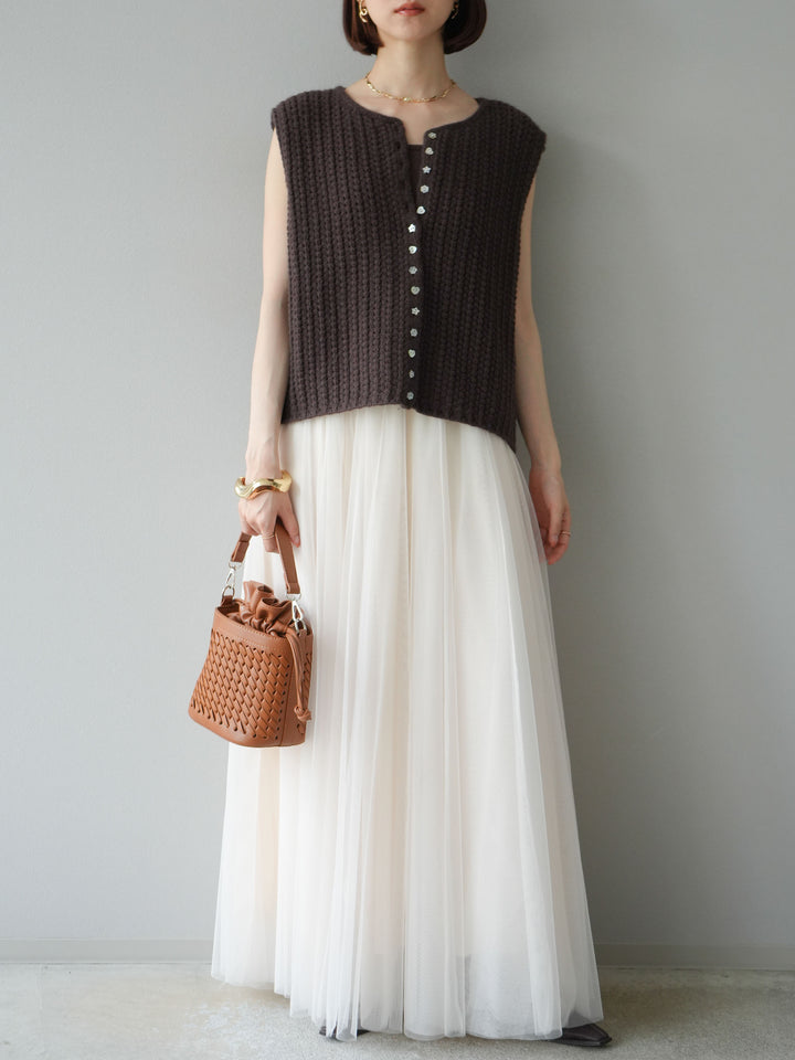 [予約]チュールボリュームスカート/アイボリー